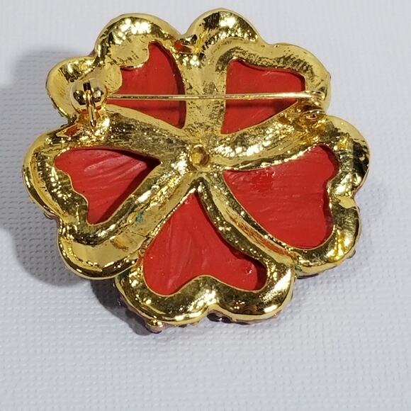 Purple rhinestone flower brooch 2" diameter 1.1995 - Picture 4 of 6